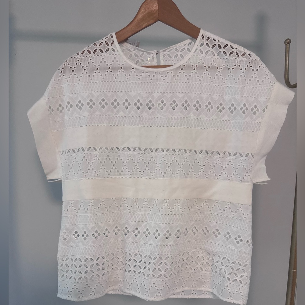 Stefanel White Boxy Short Sleeve Blouse